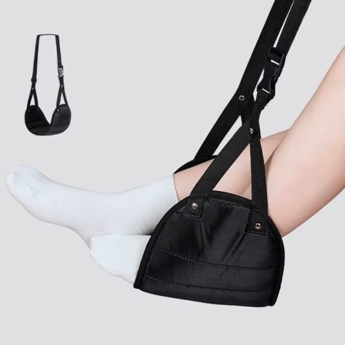 Travellite Adjustable Travel Footrest Hammock — Memory Foam Support, Portable, Relieves Leg Fatigue for Flights & Trains
