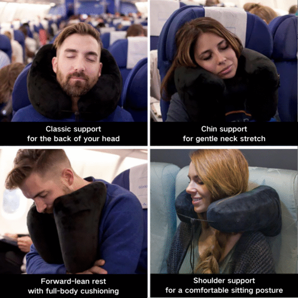 Travellite H-Shaped Inflatable Travel Pillow with Removable Hood — Multi-Position Support, Quick-Inflate Valve, Washable Cover